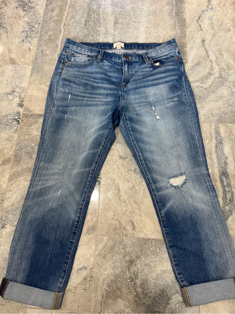 J. Crew Women's Distressed Blue Boyfriend Jeans